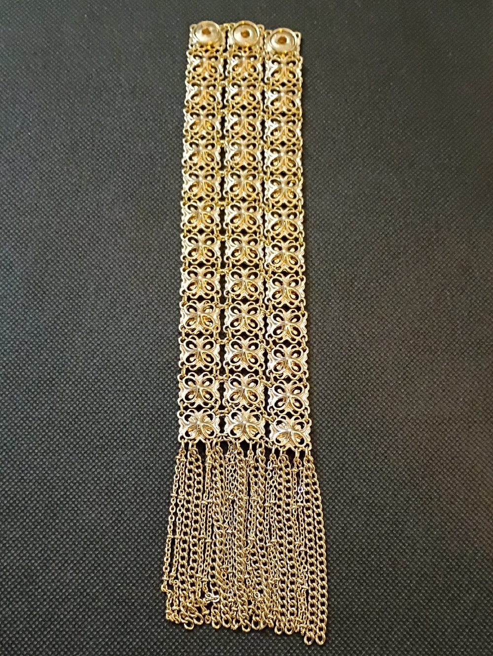 Gold Floral Link Fringe Bracelet